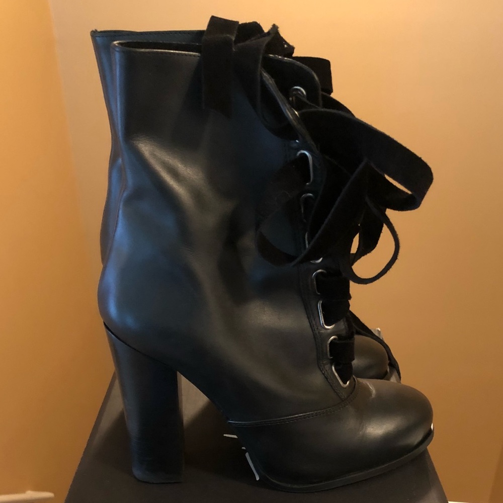 Nasty Gal 4 1/2 inch black leather ankle boots